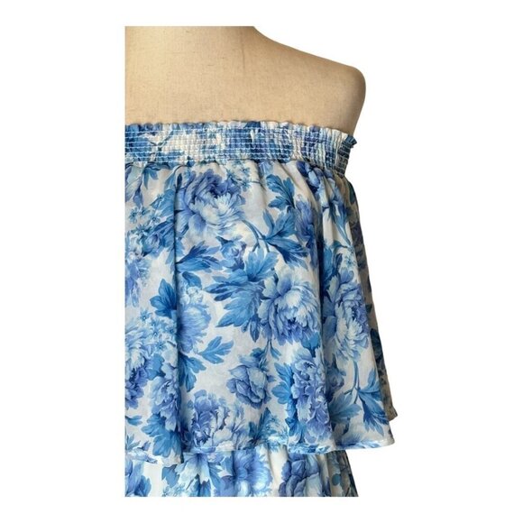 Show Me Your‎ Mumu Dress Women XS Blue White Floral Mama Blues Hacienda Maxi - Picture 7 of 12